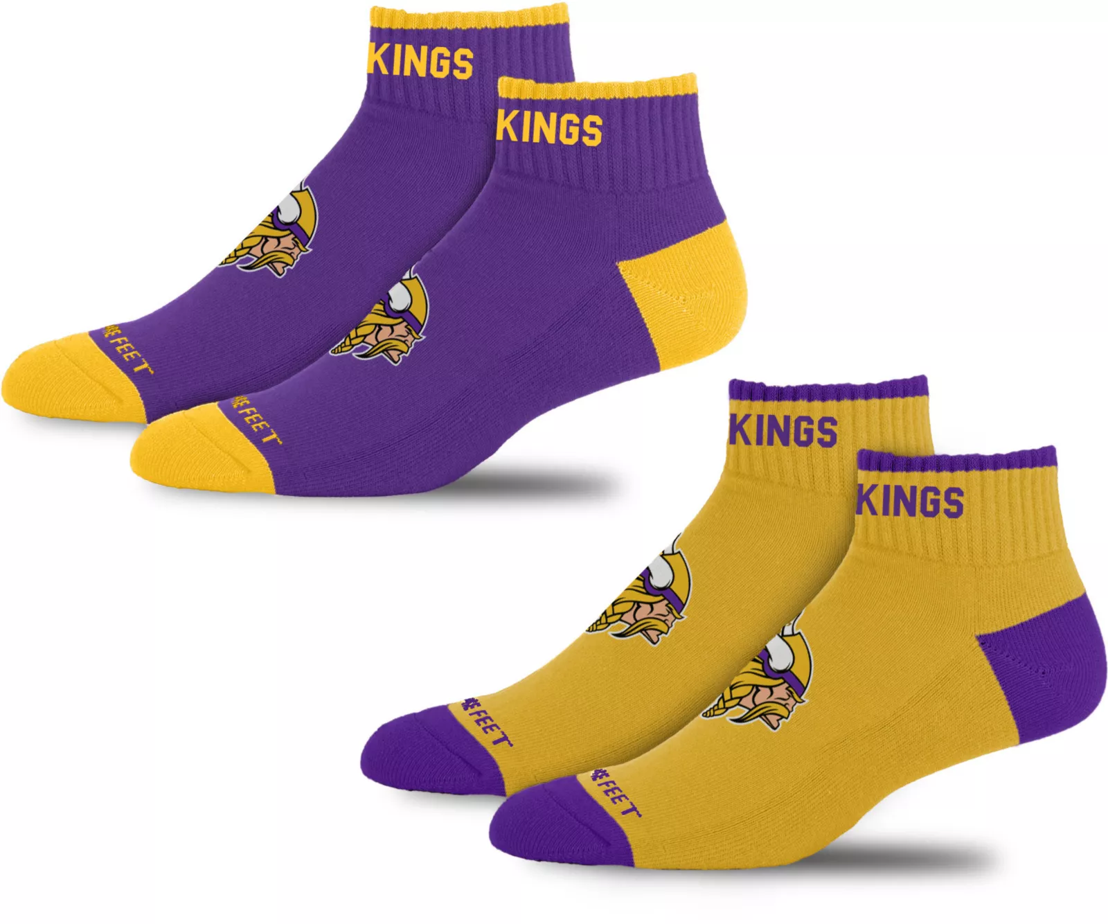 For Bare Feet Adult Minnesota Vikings Front & Center 2 Pack Socks