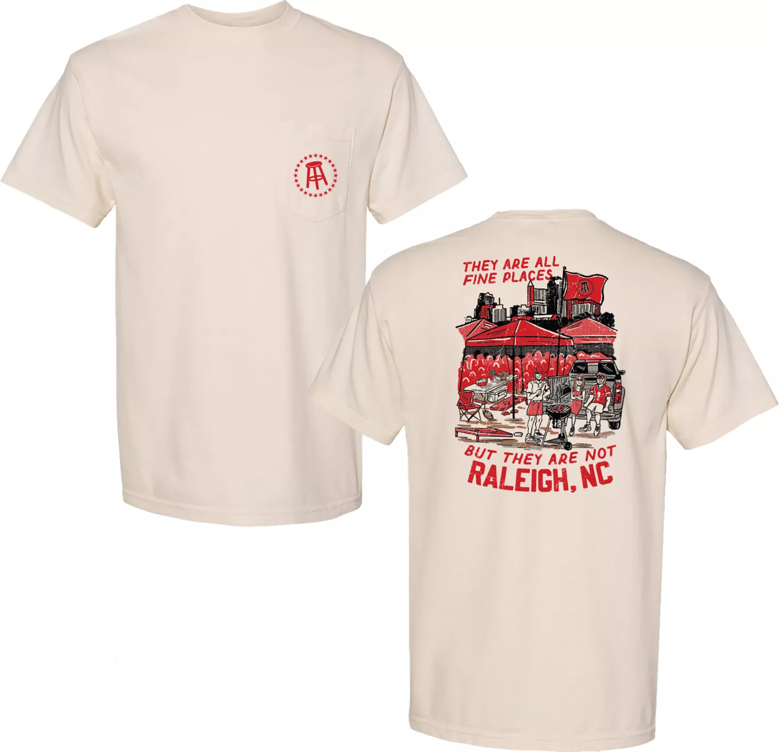 Barstool Sports Unisex Raleigh Cream College Tailgate 2-Hit T-Shirt