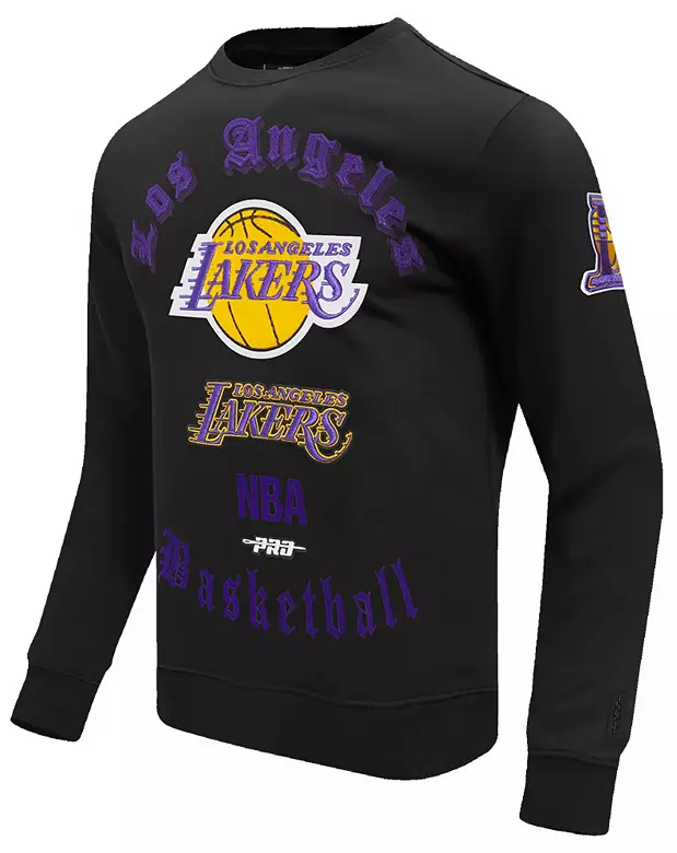 Pro Standard Men's Los Angeles Lakers Black Old English Fleece Crewneck Sweatshirt