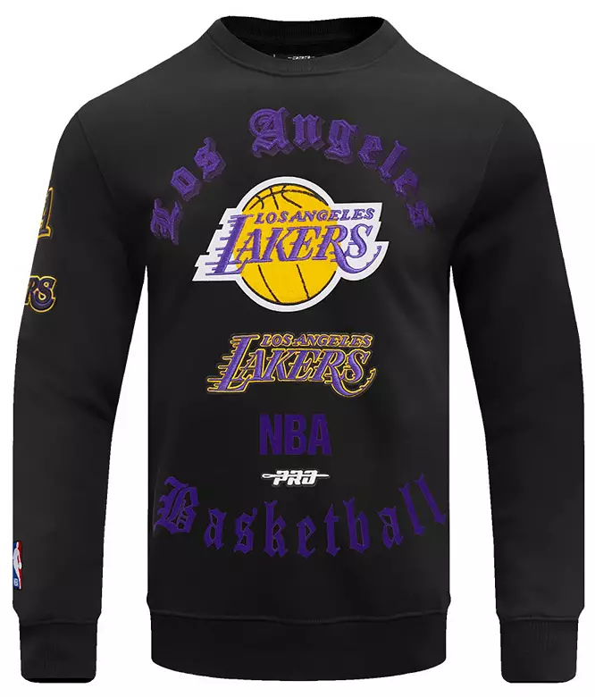 Pro Standard Men's Los Angeles Lakers Black Old English Fleece Crewneck Sweatshirt