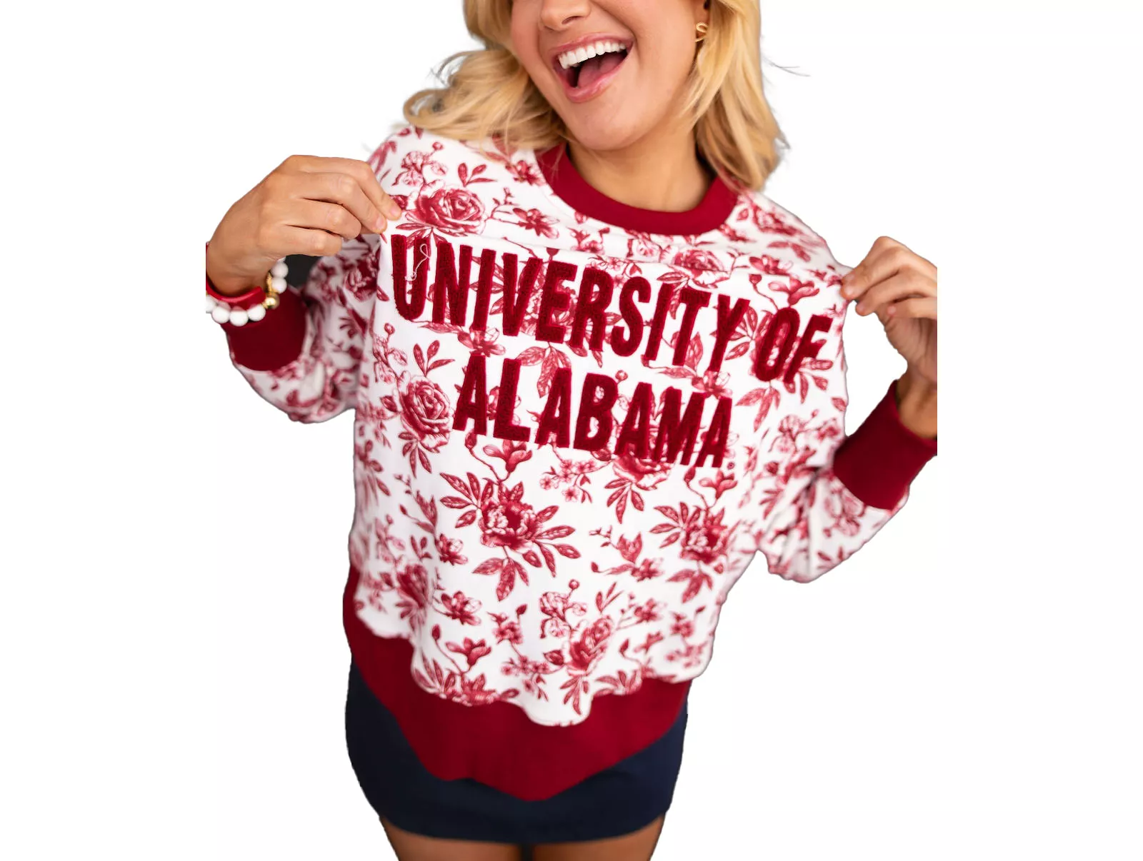 Brianna Cannon Women's Alabama Crimson Tide Toile Crewneck Sweater