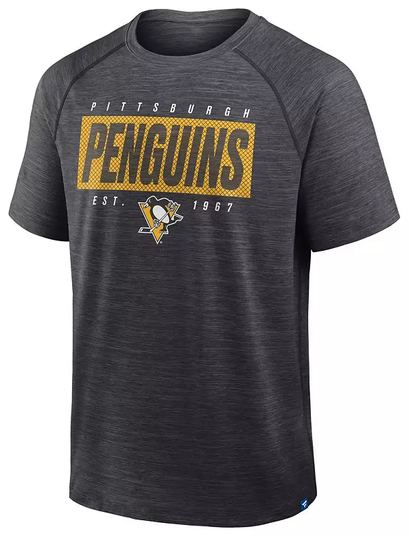 NHL Men's Pittsburgh Penguins Grey Clutch Poly Short Sleeve T-Shirt