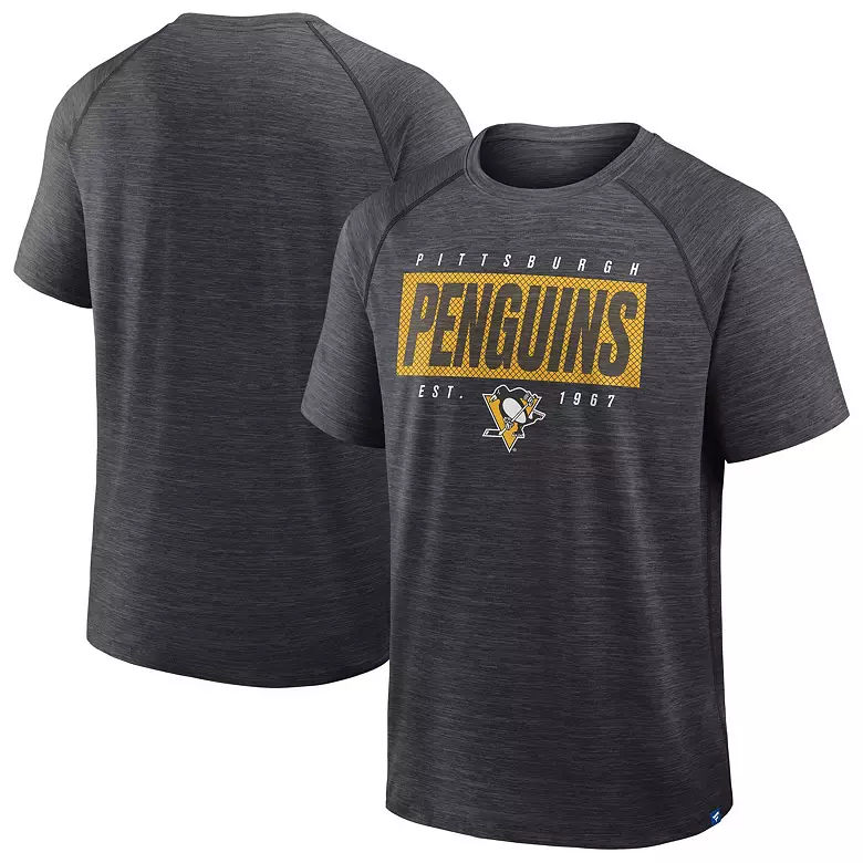 NHL Men's Pittsburgh Penguins Grey Clutch Poly Short Sleeve T-Shirt