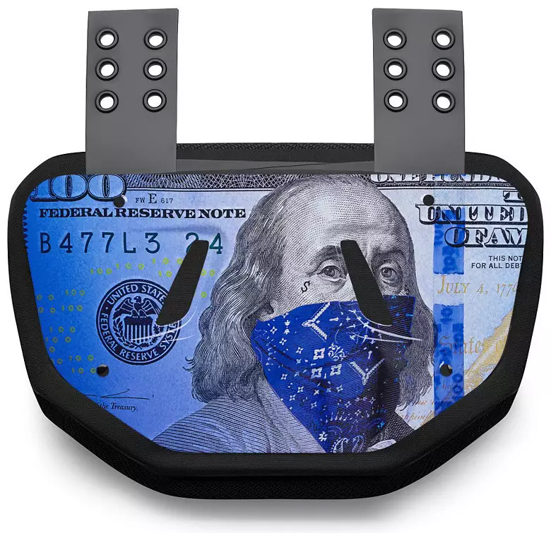 Battle Blue Strips Football Back Plate