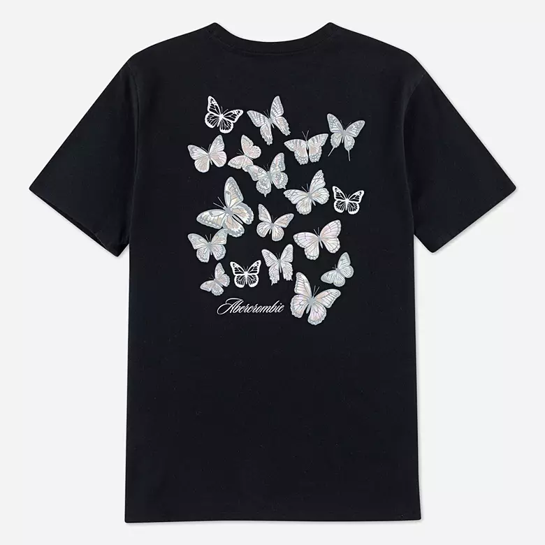 abercrombie kids glitter butterflies short sleeve tee