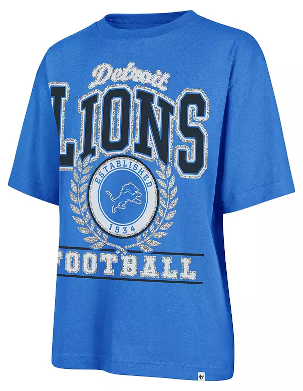 '47 Women's Detroit Lions Blue Ring True Short Sleeve T-Shirt