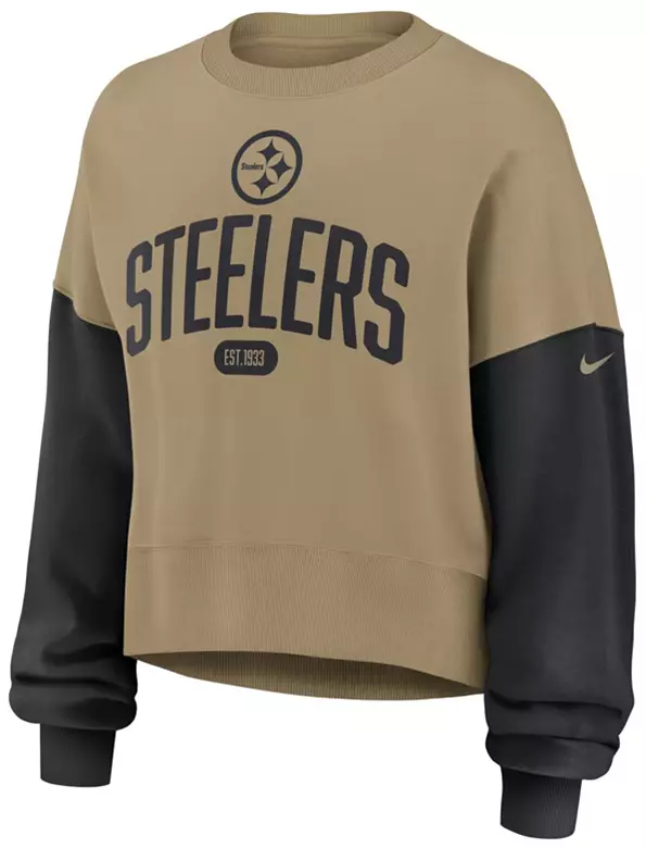 Nike Women's Pittsburgh Steelers Parachute Beige Phoenix Rewind Crew Pullover Sweatshirt