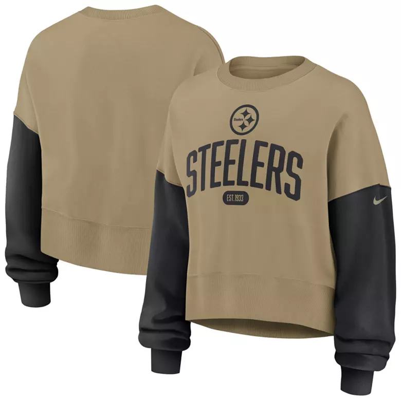 Nike Women's Pittsburgh Steelers Parachute Beige Phoenix Rewind Crew Pullover Sweatshirt