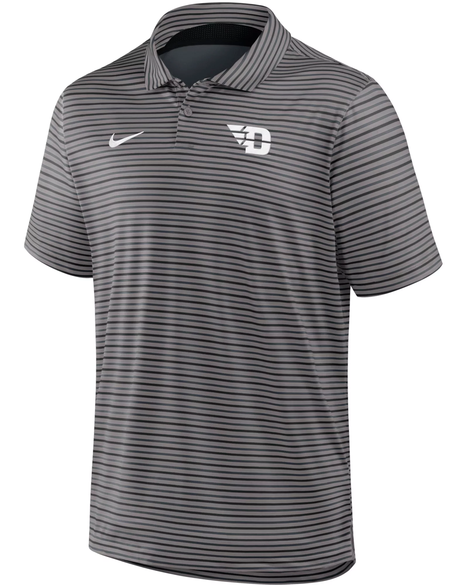 Nike Men's Dayton Flyers Grey Tour Stripe Polo