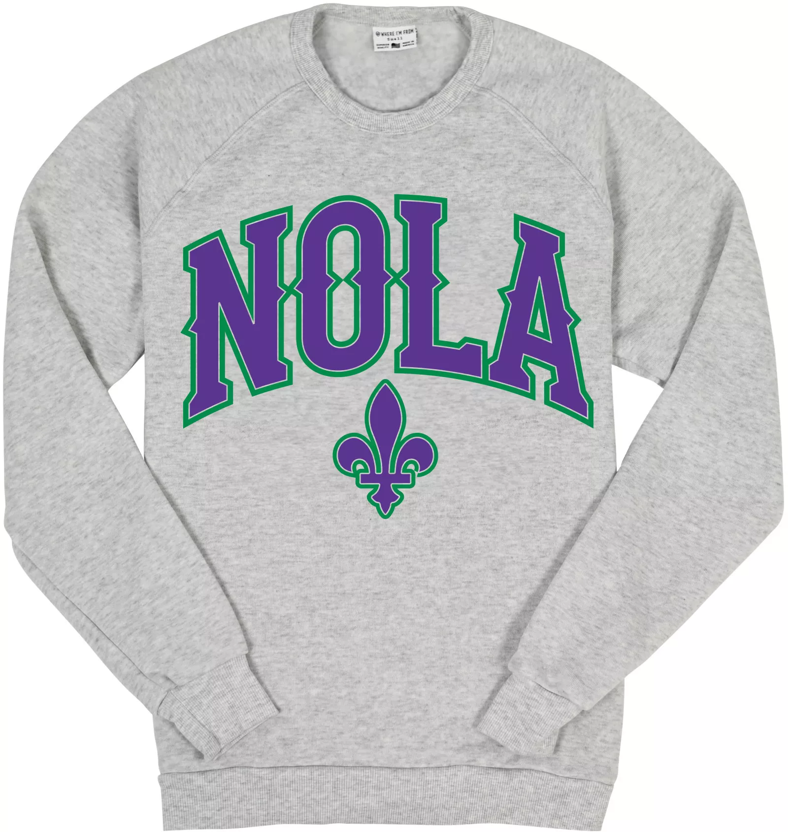 Where I'm From Unisex New Orleans Gray Arch Fleece Crew Neck Sweatshirt