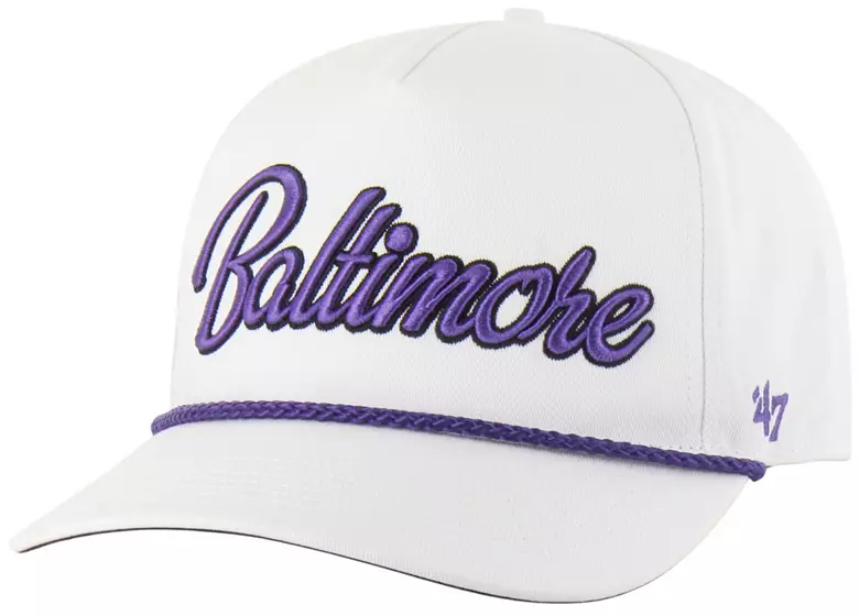 '47 Adult Baltimore Ravens White Overhand Hitch Adjustable Hat