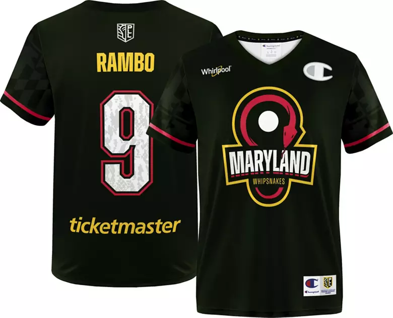 Champion Youth Maryland Whipsnakes Matt Rambo #9 Black Replica Jersey