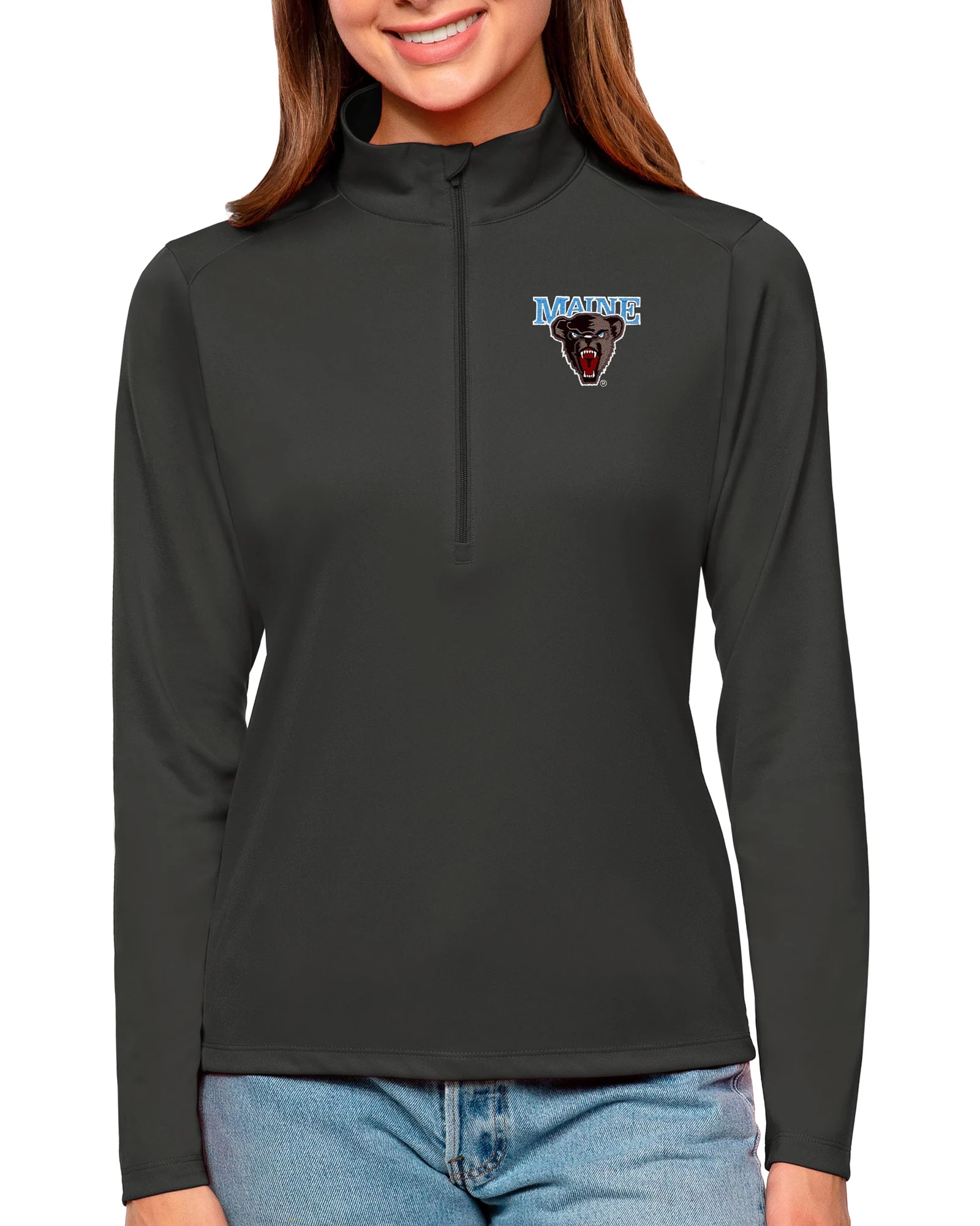 Antigua Women's Maine Black Bears Smoke Tribute Quarter-Zip Shirt