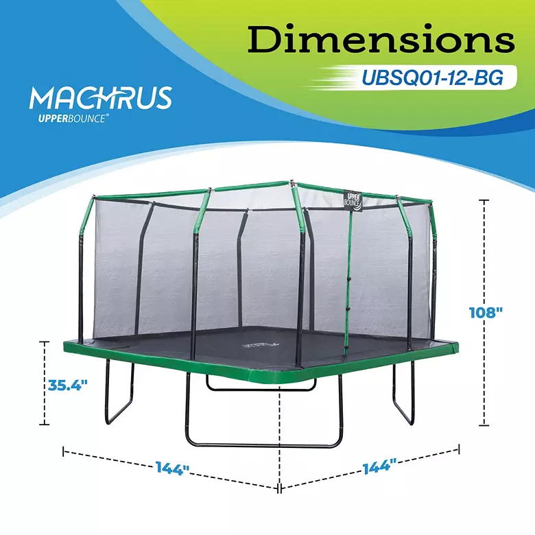 Upper Bounce 12 Foot Square Trampoline Set