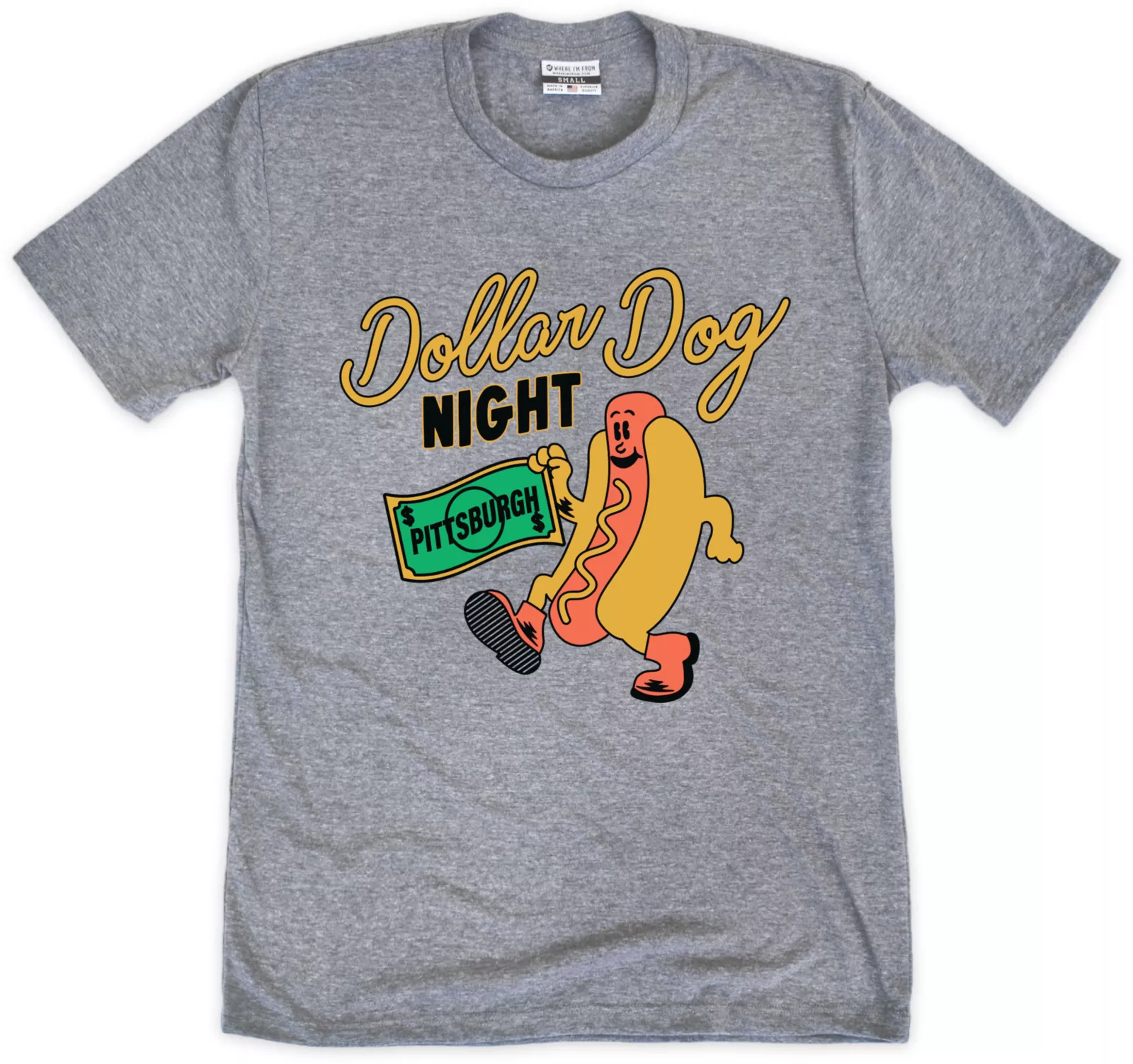 Where I'm From Men's Pittsburgh Grey 'Dollar Dog' T-Shirt