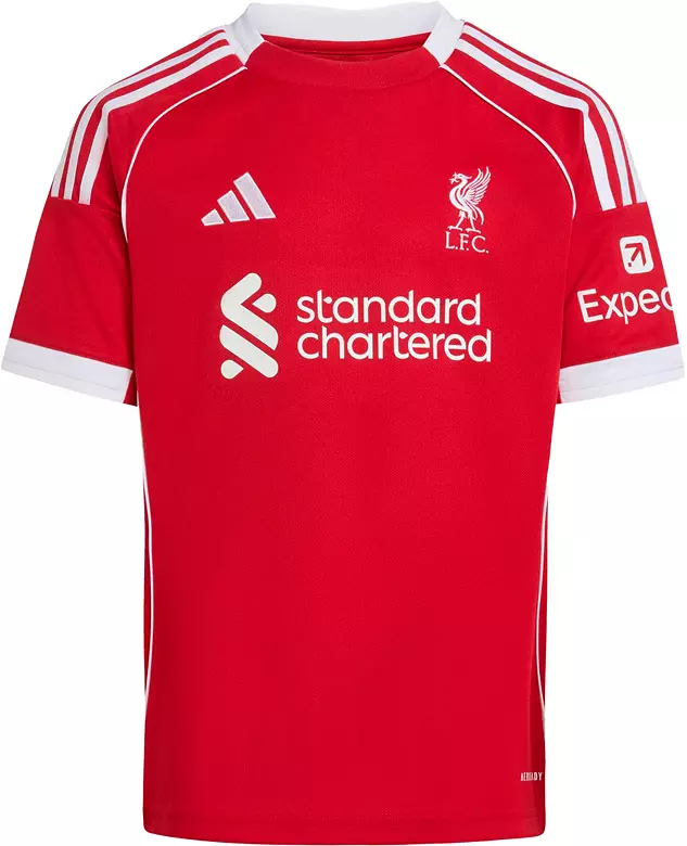 adidas Youth Liverpool FC Mohamed Salah #11 2025-26 Red Home Replica Jersey