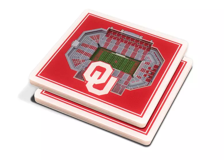 YouTheFan Oklahoma Sooners 3D Stadium Views Coaster Set