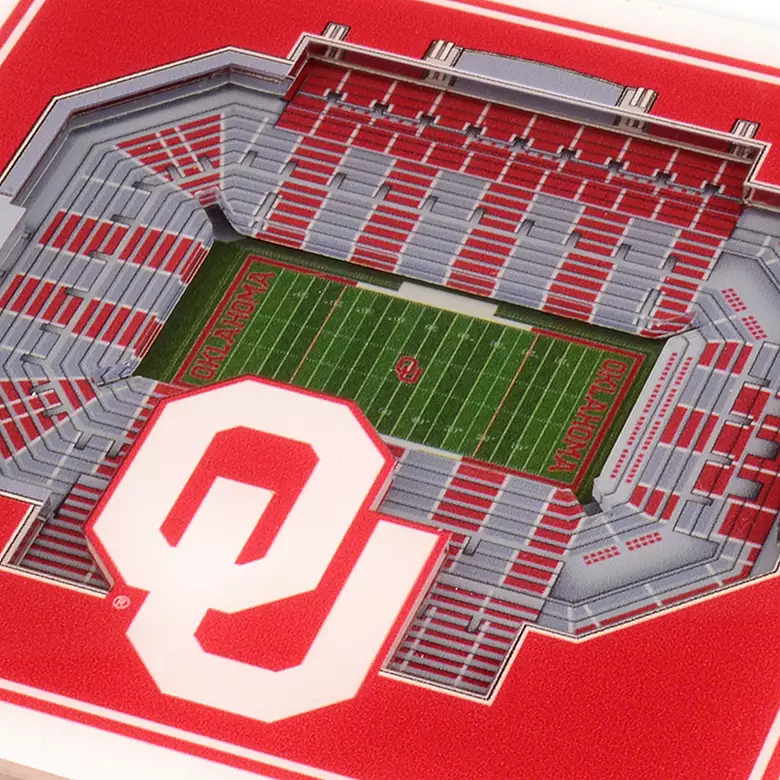 YouTheFan Oklahoma Sooners 3D Stadium Views Coaster Set