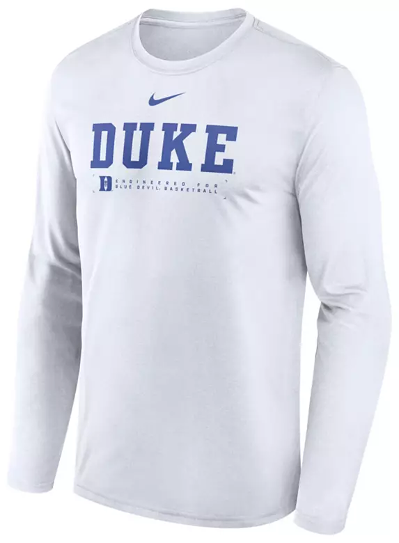 Nike Men's Duke Blue Devils White Dri-FIT Shoot Long Sleeve T-Shirt