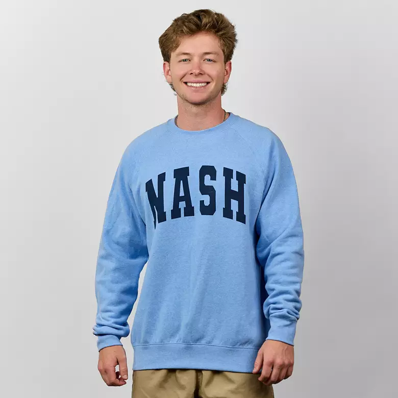 Nash Women's Blue Lightweight Raglan Crew Pullover Sweatshirt