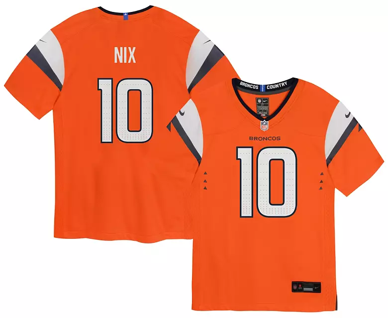 Nike Little Kids' Denver Broncos Bo Nix #10 Orange Game Jersey