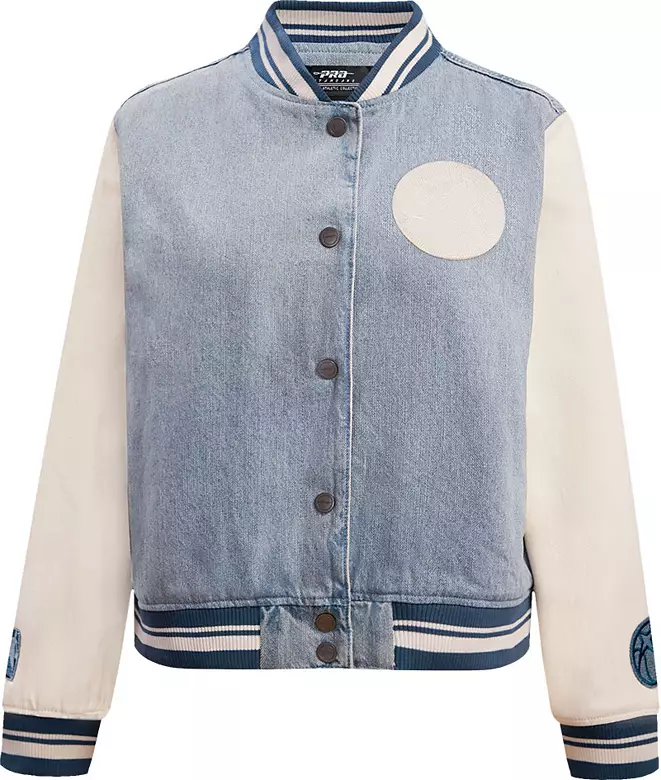 Pro Standard Women's Minnesota Timberwolves Denim Varsity Bomber Jacket