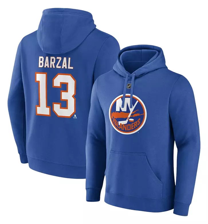 NHL Adult New York Islanders Mathew Barzal #13 2024-2025 Blue Pullover Hoodie