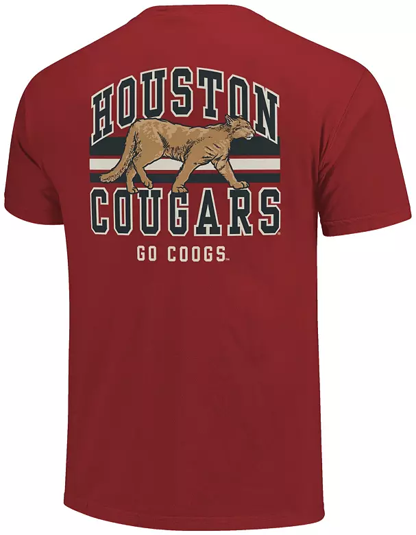 Image One Men's Houston Cougars Red Mascot Arched Short Sleeve T-Shirt 3 Image One Men's Houston Cougars Red Mascot Arched Short Sleeve T-Shirt