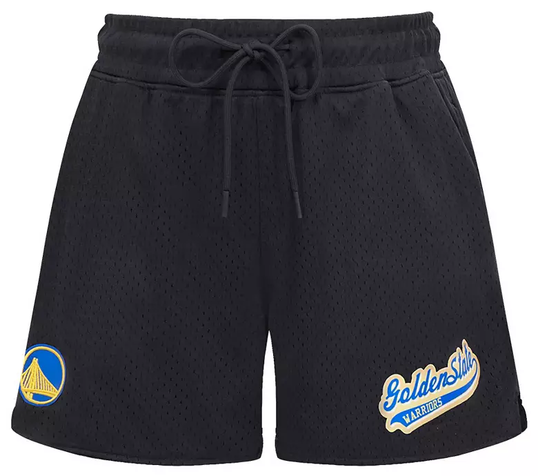 Pro Standard Women's Golden State Warriors Black Script Tail Mesh Shorts 3 Pro Standard Women's Golden State Warriors Black Script Tail Mesh Shorts