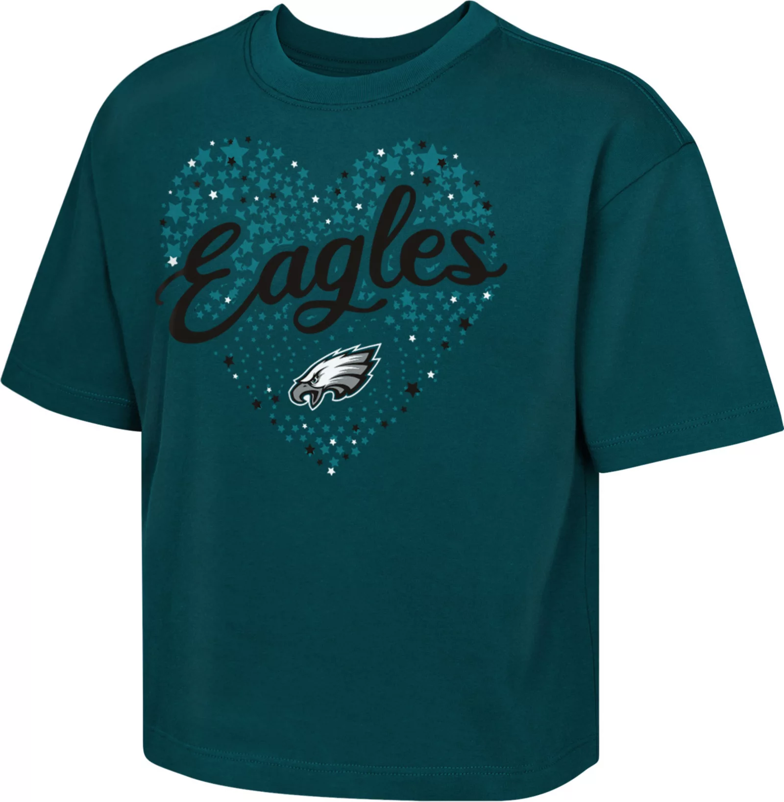 NFL Team Apparel Girl's Philadelphia Eagles Love Star Sport Teal T-Shirt