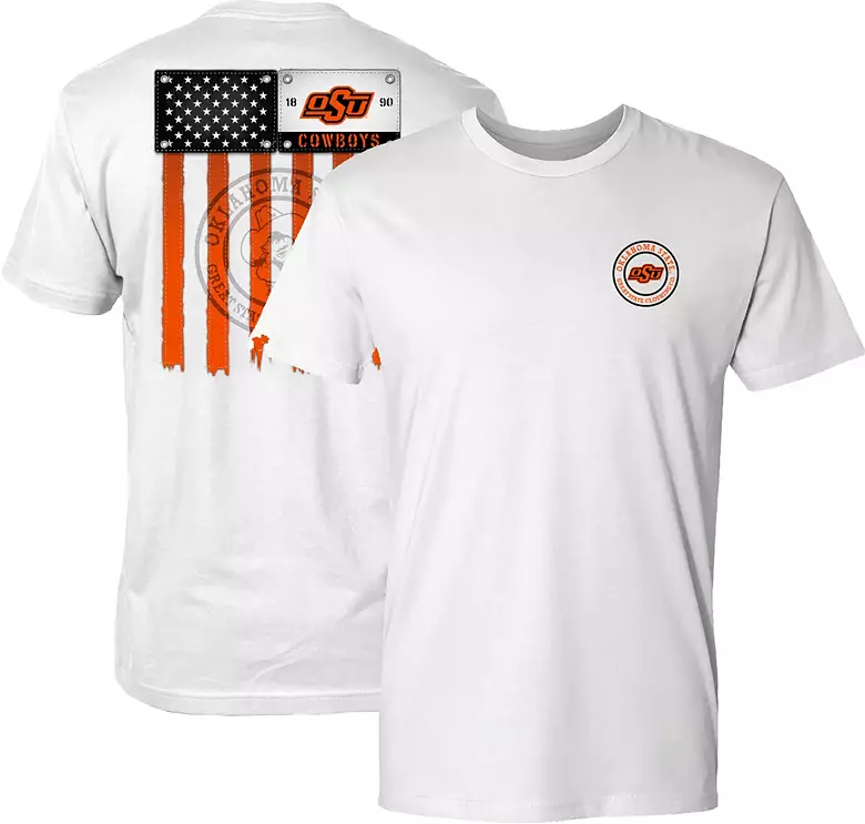 Great State Clothing Men's Oklahoma State Cowboys White Vintage Flag T-Shirt