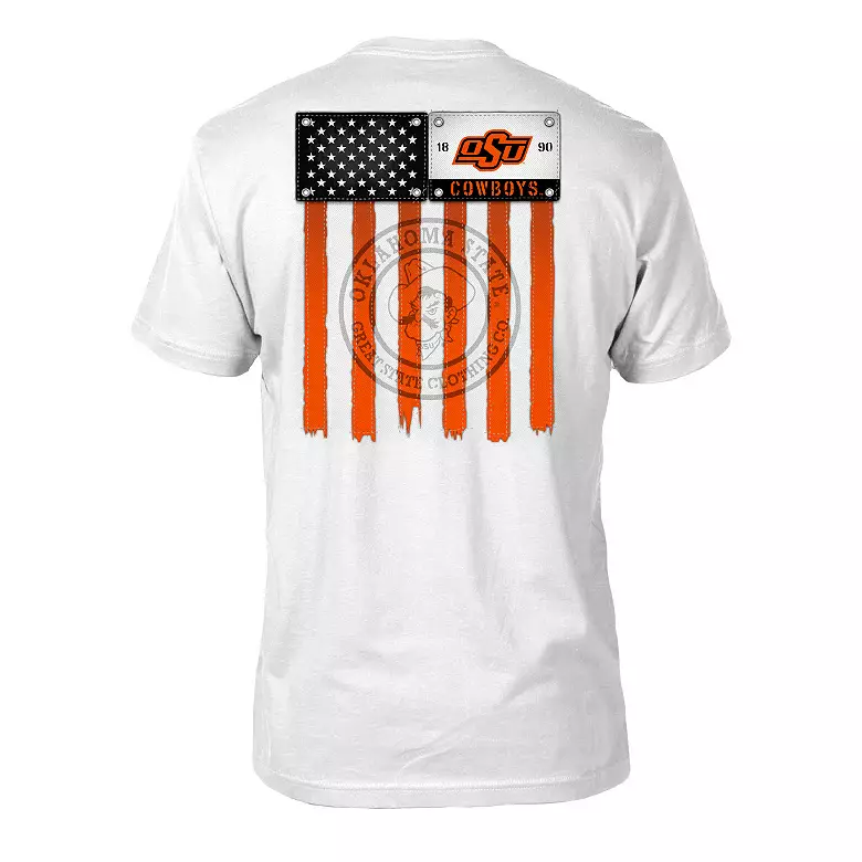 Great State Clothing Men's Oklahoma State Cowboys White Vintage Flag T-Shirt 3 Great State Clothing Men's Oklahoma State Cowboys White Vintage Flag T-Shirt
