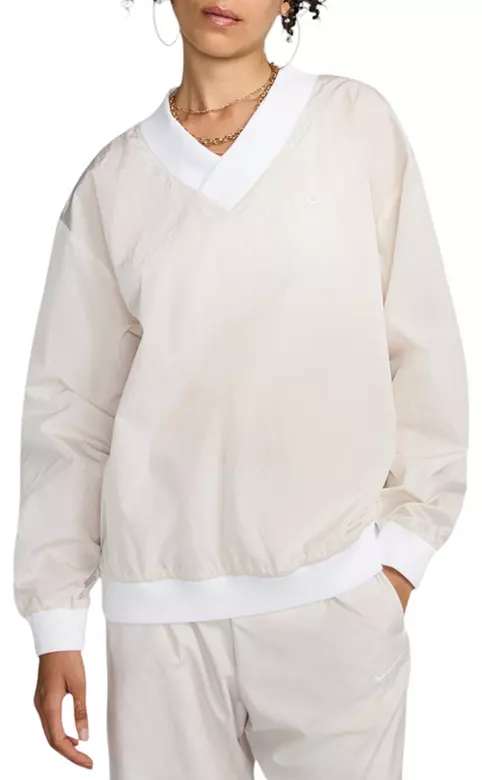 Nike Women's Sportswear Essential Loose UV Woven Long-Sleeve V-Neck Top