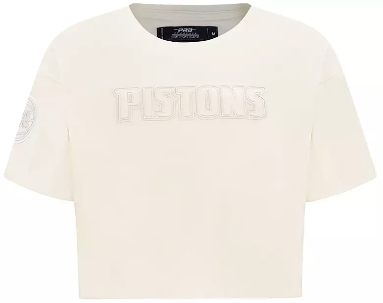 Pro Standard Women's Detroit Pistons Off-White Neutral Boxy Cropped T-Shirt