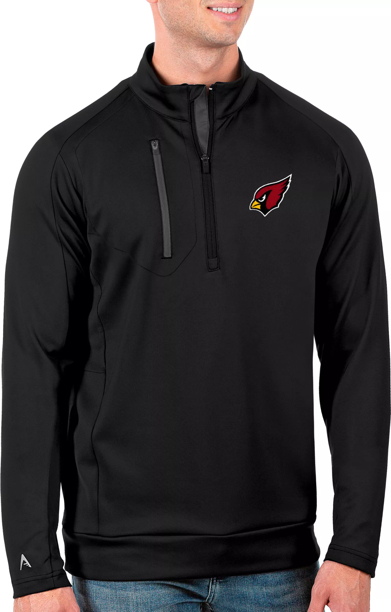 Antigua Men's Arizona Cardinals Black Generation 1/2-Zip Pullover