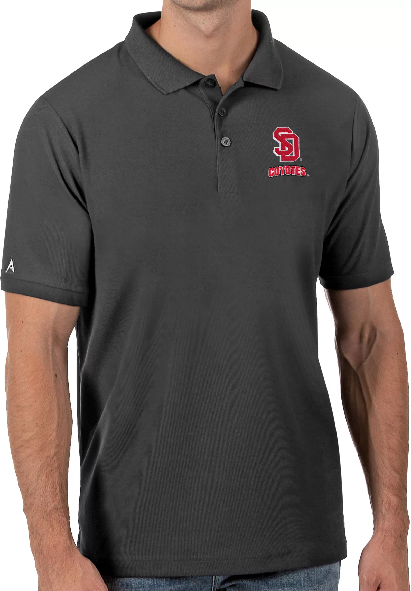Antigua Men's South Dakota Coyotes Grey Legacy Pique Polo