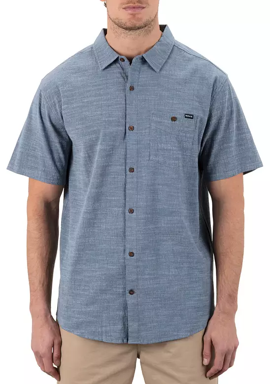 Hurley Men's One and Only Slub Short Sleeve Button Up Shirt