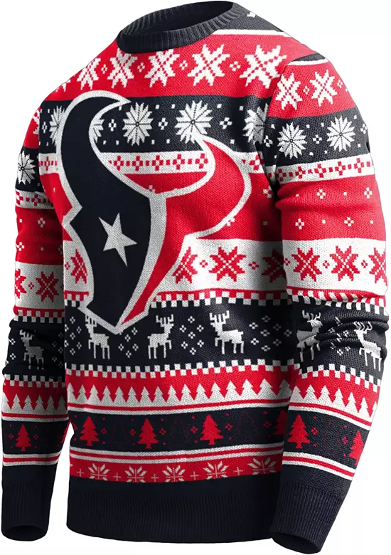 FOCO Men's Houston Texans Navy Ugly Knit Sweater