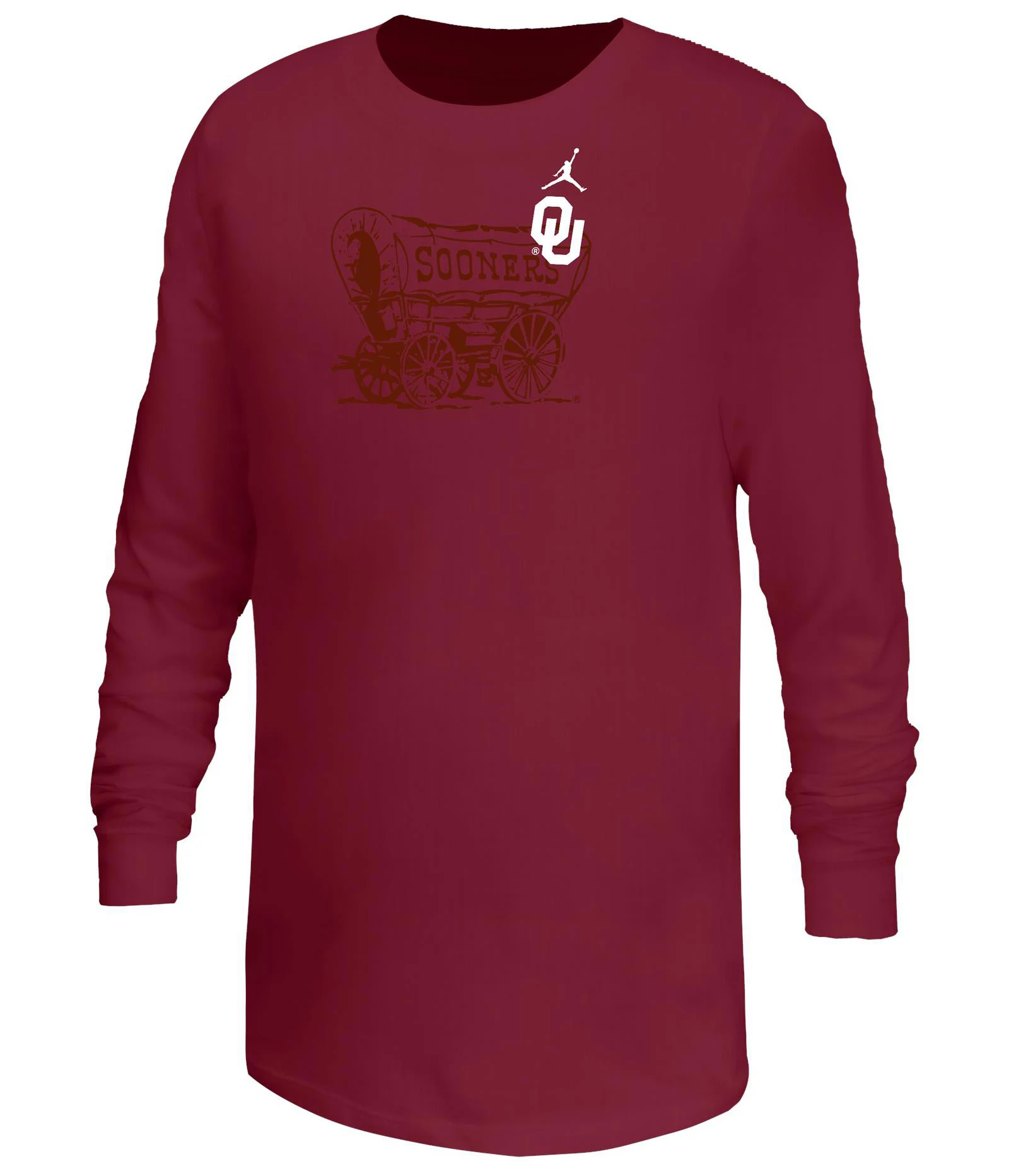Nike Youth Oklahoma Sooners Crimson Core Cotton Mascot Logo Long Sleeve T-Shirt