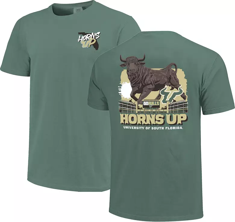 Image One Men's South Florida Bulls Green Hyperlocal Horns Up T-Shirt