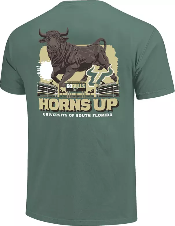 Image One Men's South Florida Bulls Green Hyperlocal Horns Up T-Shirt 3 Image One Men's South Florida Bulls Green Hyperlocal Horns Up T-Shirt