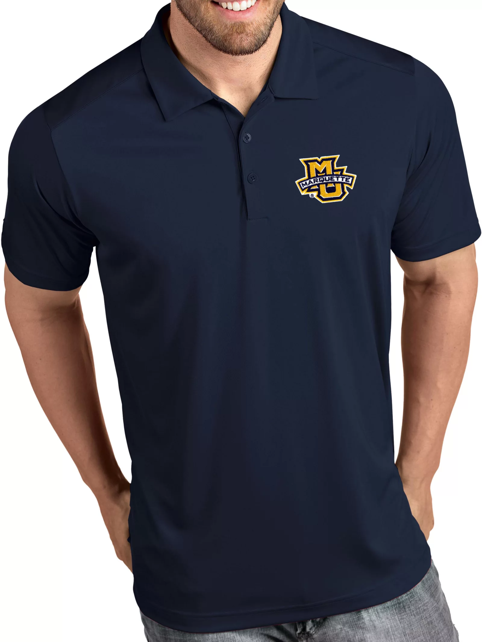 Antigua Men's Marquette Golden Eagles Navy Tribute Performance Polo