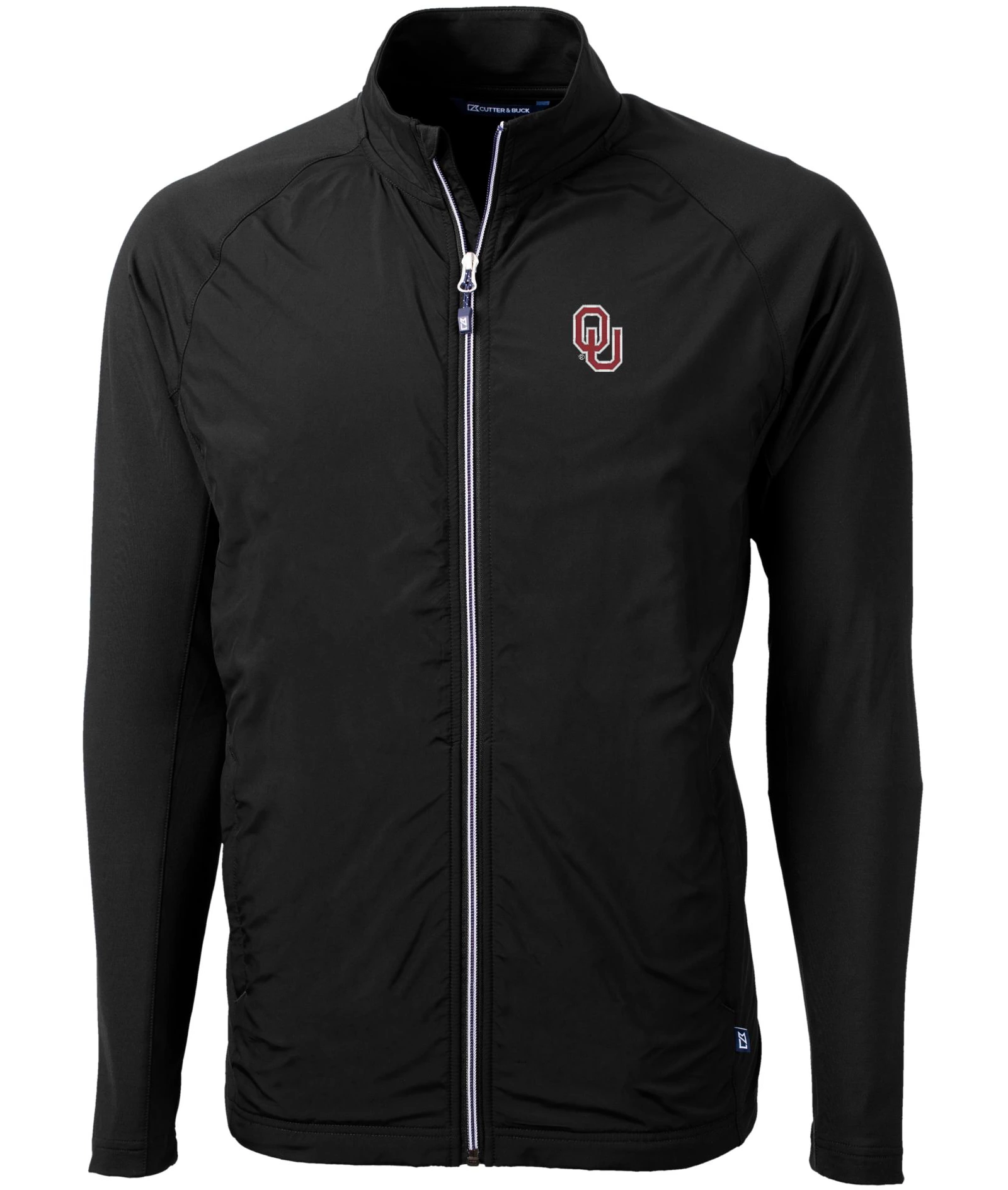 Cutter & Buck Men's Oklahoma Sooners Black Adapt Eco Knit Stretch Full-Zip Jacket