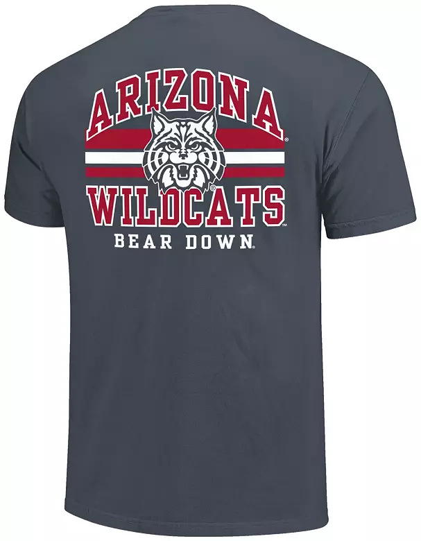 Image One Men's Arizona Wildcats Denim Mascot Arched Short Sleeve T-Shirt 3 Image One Men's Arizona Wildcats Denim Mascot Arched Short Sleeve T-Shirt