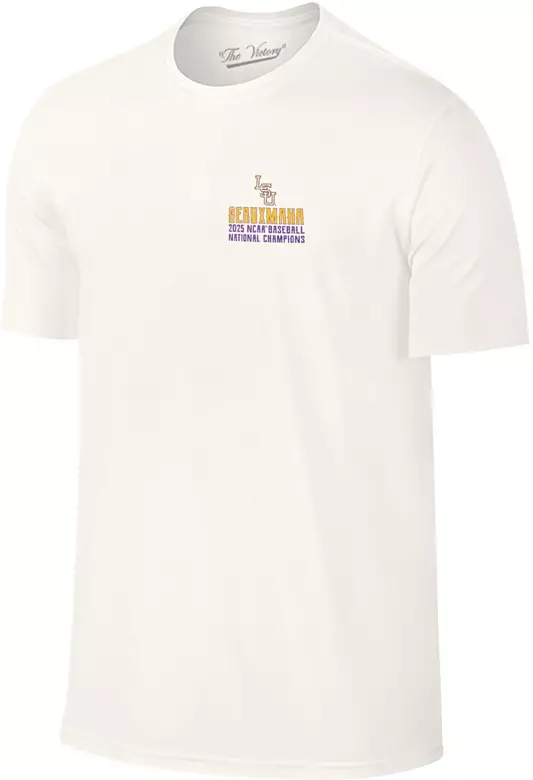 Retro Brand Adult 2025 Men's College World Series Champions LSU Tigers Multi-Champs T-Shirt