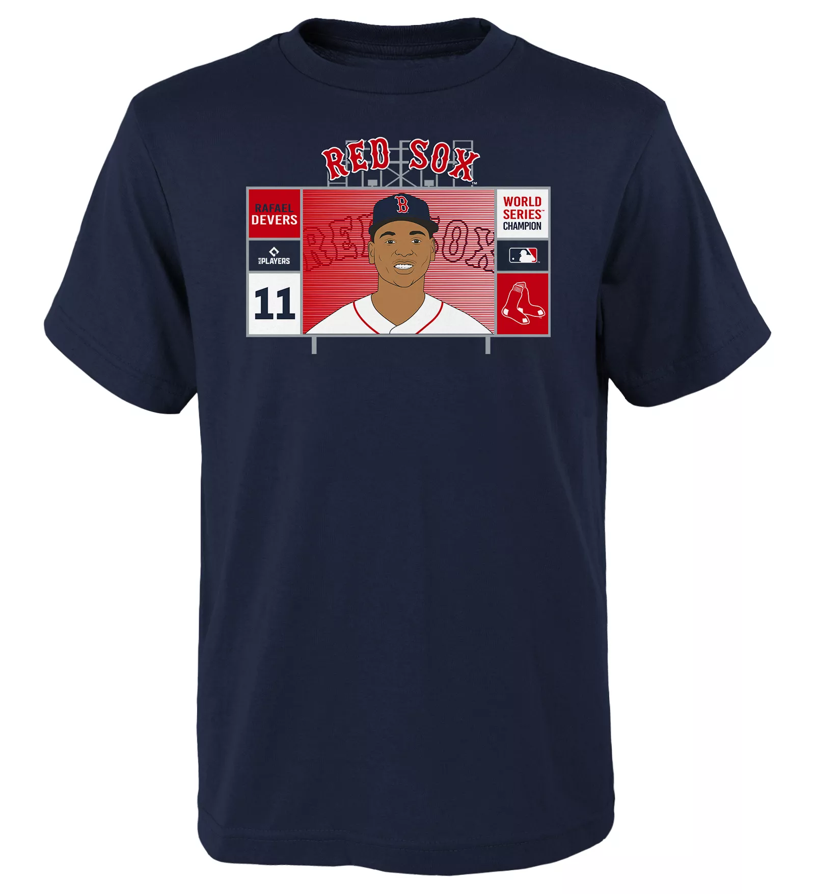 MLB Team Apparel Youth Boston Red Sox Rafael Devers Navy Jumbotron T-Shirt