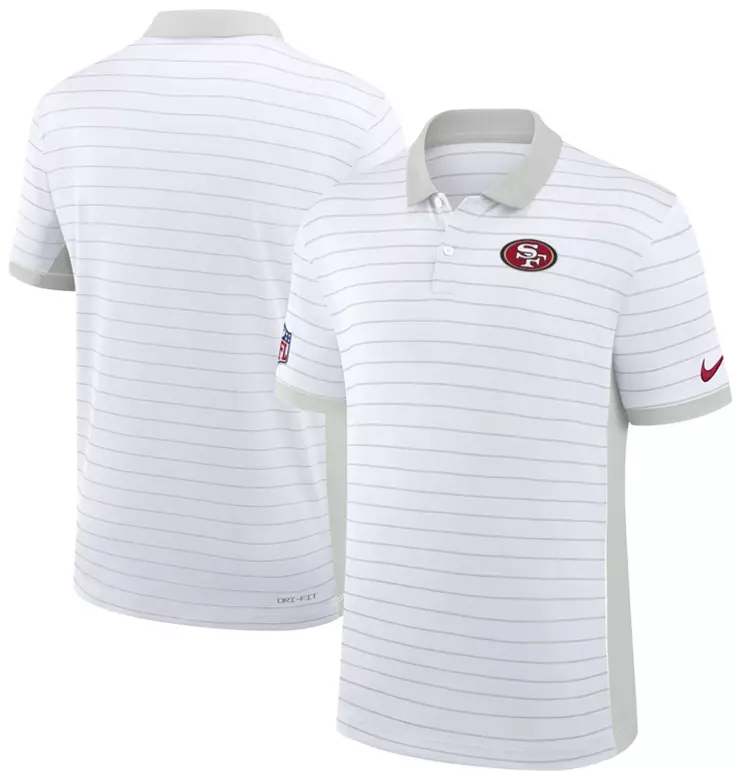 Nike Men's San Francisco 49ers White Dri-FIT Victory Striped Polo 3 Nike Men's San Francisco 49ers White Dri-FIT Victory Striped Polo