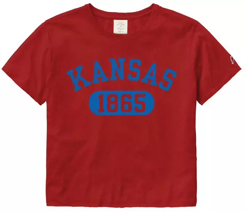 League-Legacy Women's Kansas Jayhawks Crimson Clothesline Cotton Cropped T-Shirt