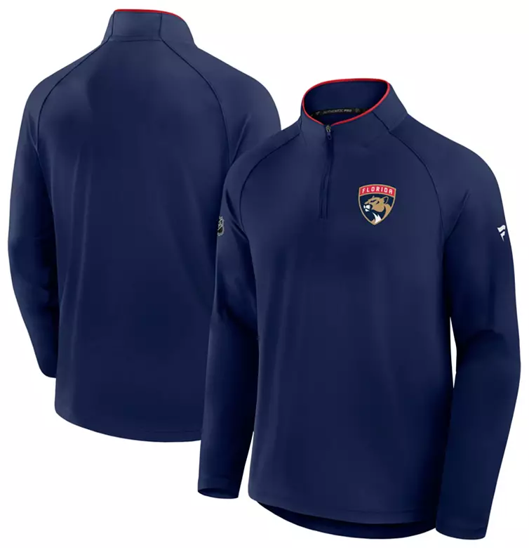 NHL Men's Florida Panthers Navy Rink Train Quarter-Zip Pullover