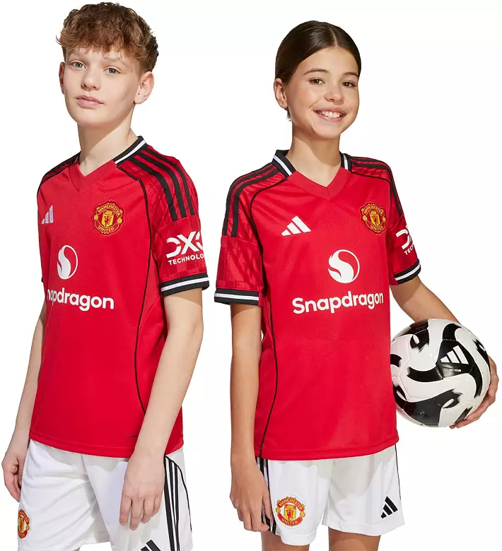 adidas Youth Manchester United 2025 Red Home Replica Jersey